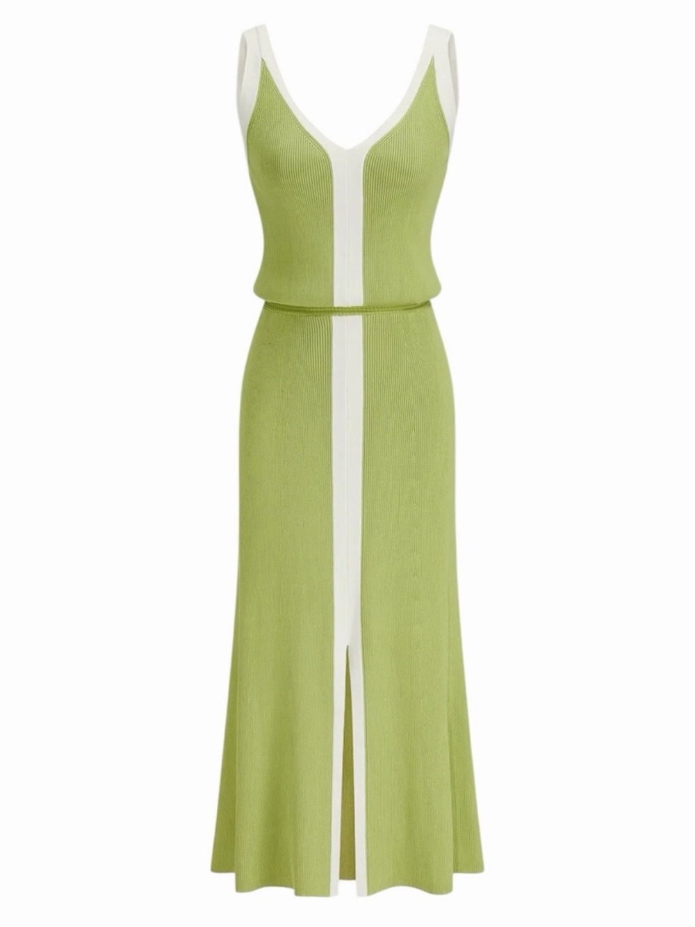 Commense Light Green Maxi Skirt with White Center Stripe - Picture 2 of 11